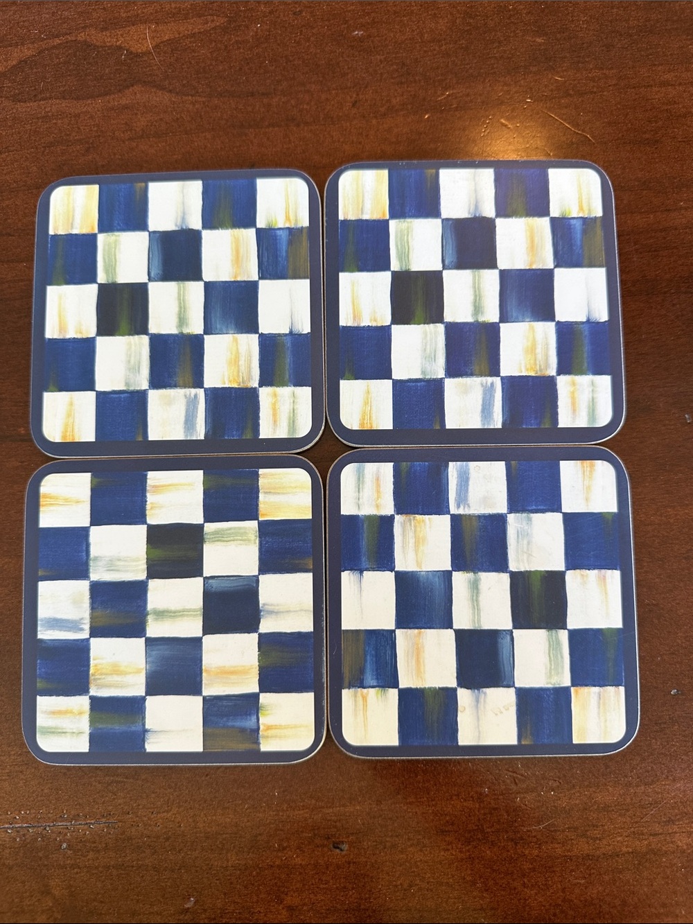 MacKenzie-Childs Royal Check Cork Coaster Set of 4